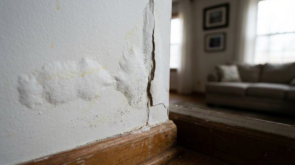 fire-damage-repair-wall-crack-and-bubbling-paint-in-interior